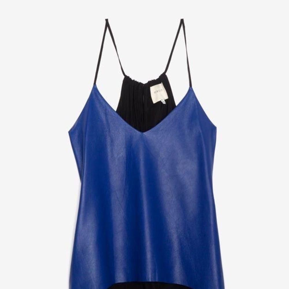 Mason sleeveless leather top